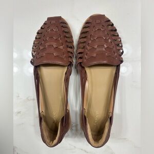 NWOB Women’s Quince 100% Leather Huarache Flat In Color Brandy Size 9